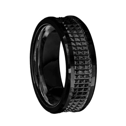 Geometric Pyramid Black Tungsten Men's Wedding Band