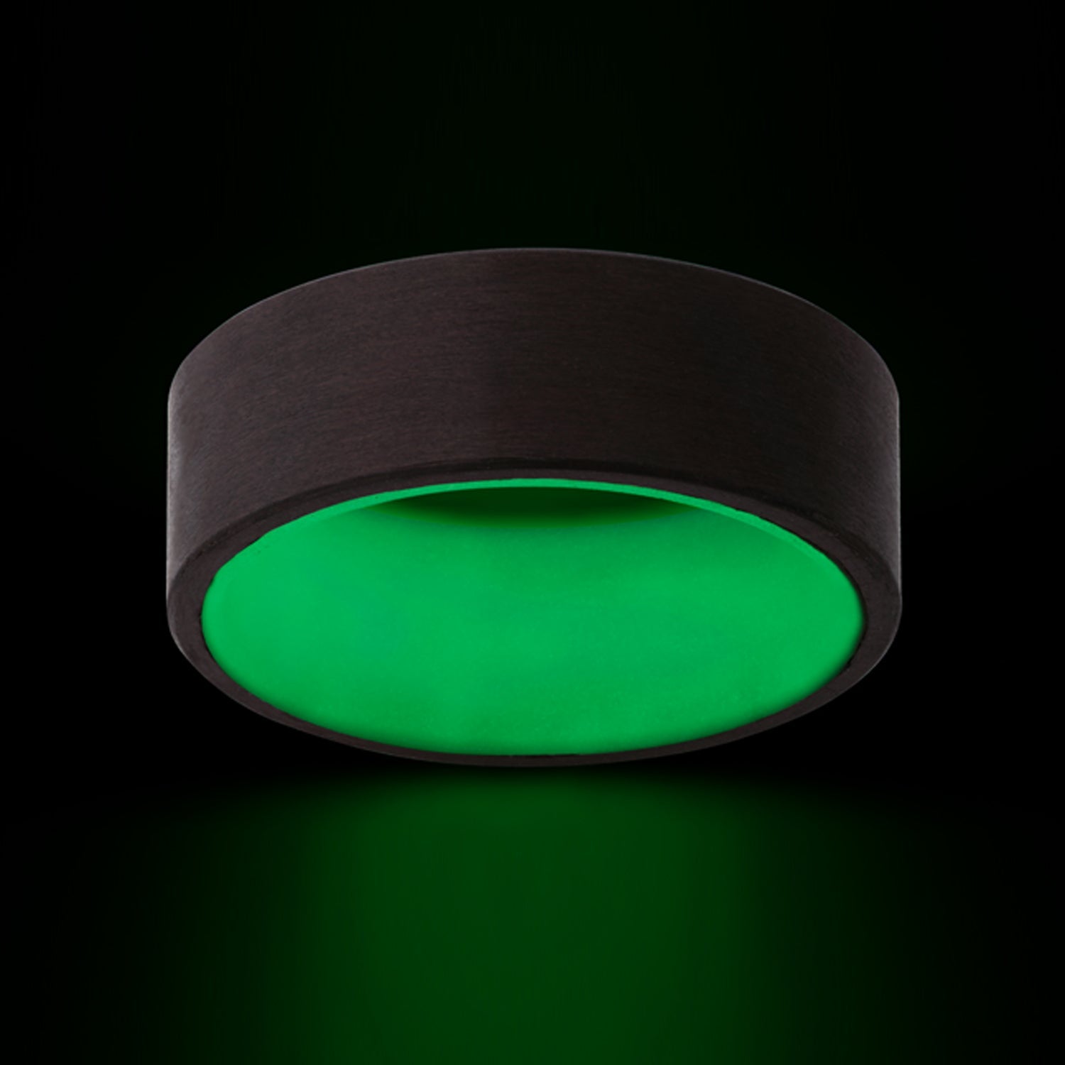 Glow in the Dark Carbon Fiber Wedding Band with Contrasting Green Center