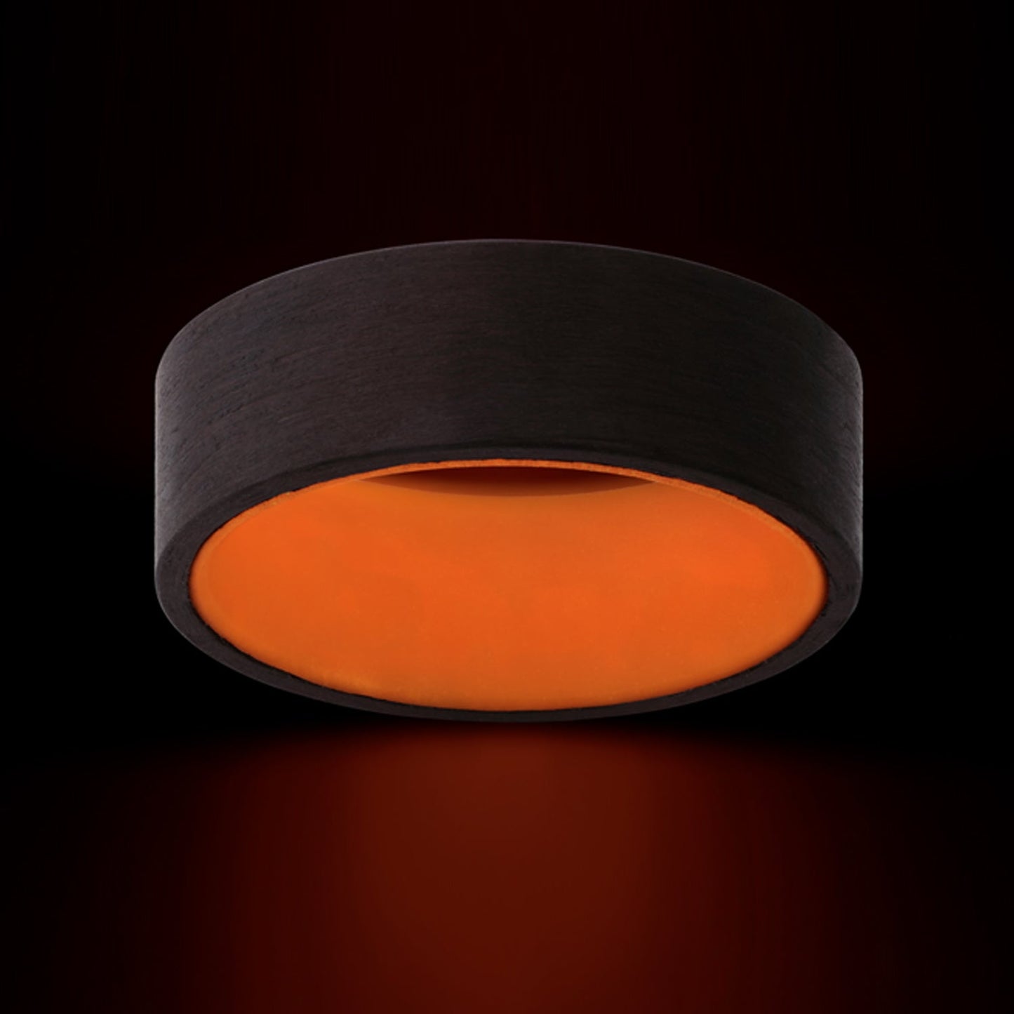 Glow in the Dark Carbon Fiber Wedding Band with Contrasting Orange Center