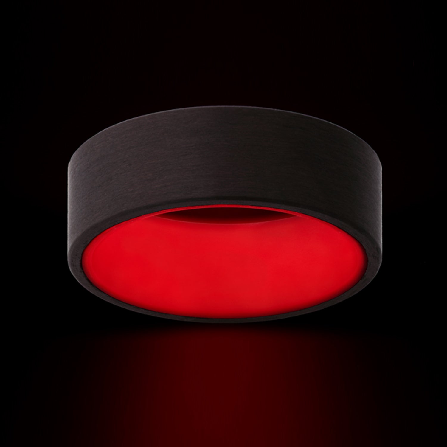 Glow in the Dark Carbon Fiber Wedding Band with Contrasting Red Center