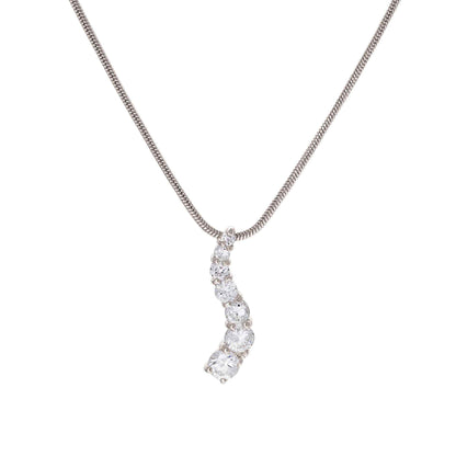 A graduated wave simulated diamond journey necklace displayed on a neutral white background.