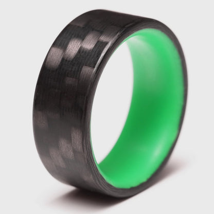 Green Glow in the Dark Interior Carbon Fiber Men's Wedding Band