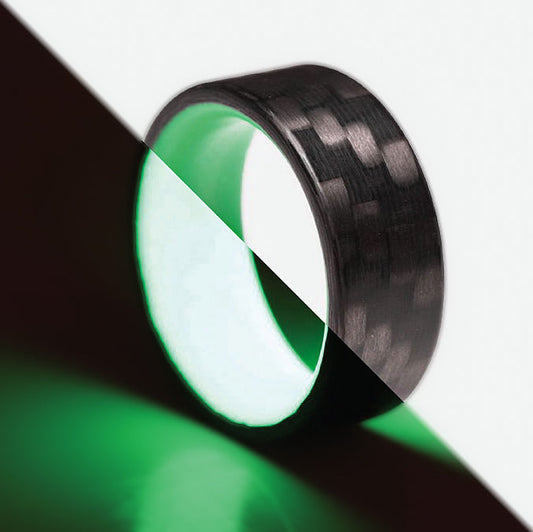 Green Glow in the Dark Interior Carbon Fiber Men's Wedding Band