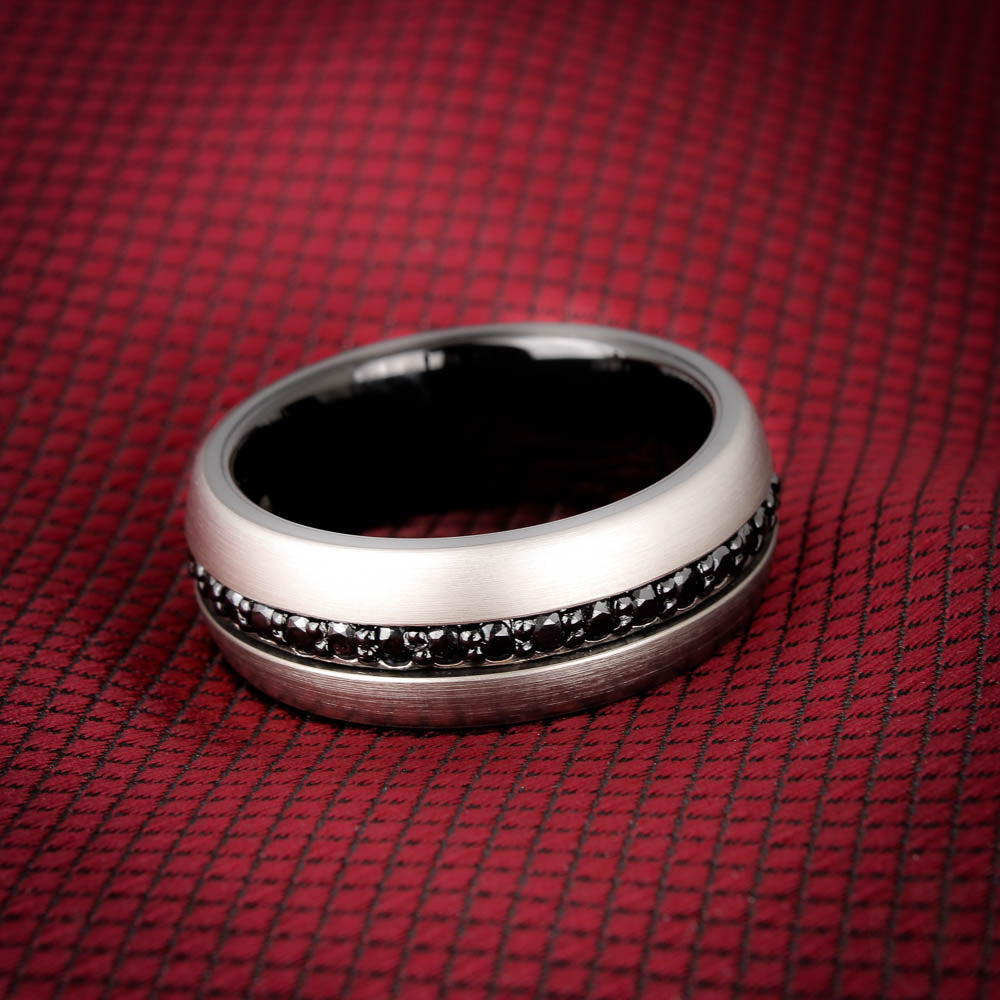 Men's Tungsten Ring With Diamonds #1362 - Seattle Bellevue | Joseph Jewelry