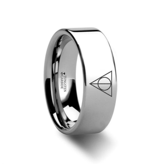 Harry Potter Deathly Hallows Engraved Tungsten Wedding Band