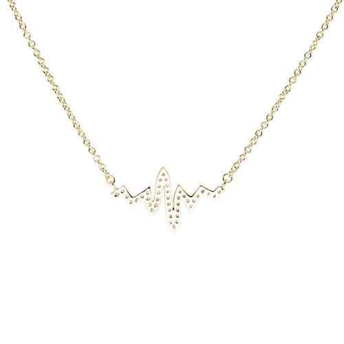 A horizontal heart beat simulated diamond necklace displayed on a neutral white background.