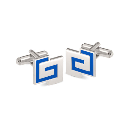 A interlocking g cufflinks displayed on a neutral white background.
