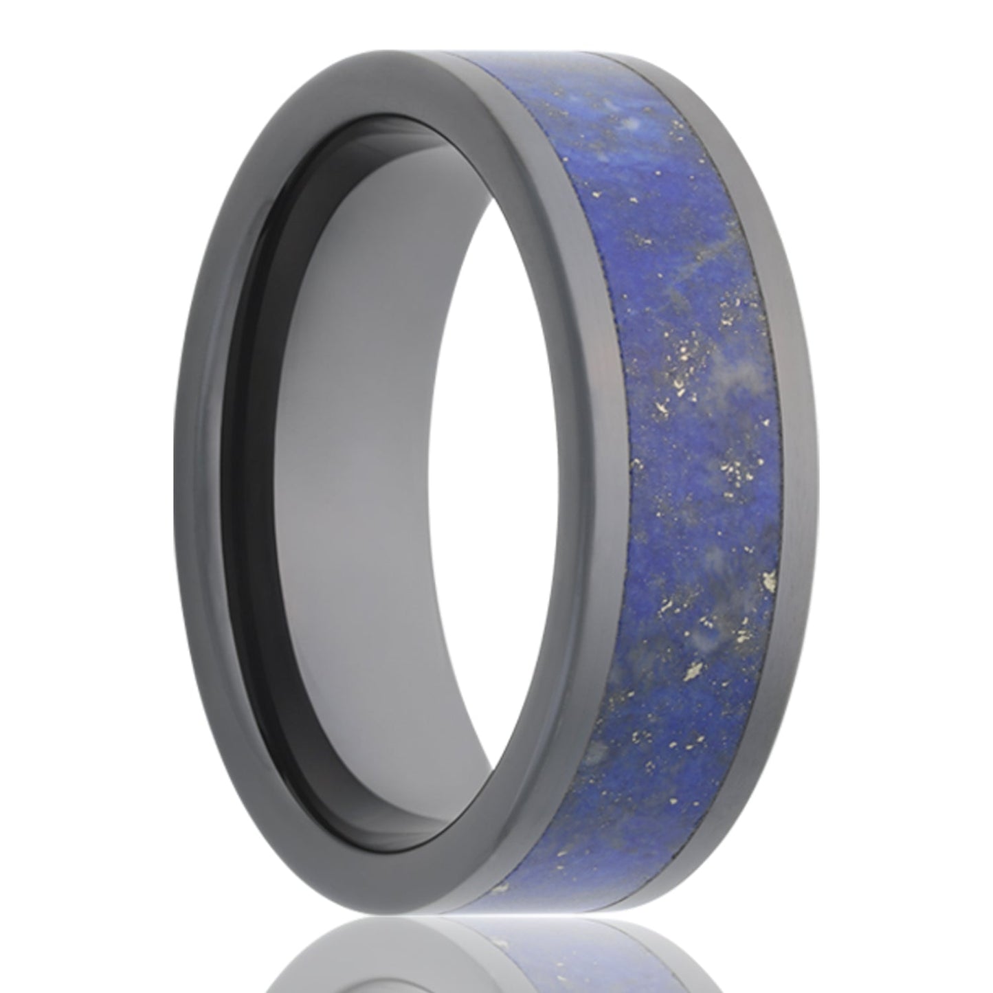 Lapis Lazuli Inlay Ceramic Wedding Band