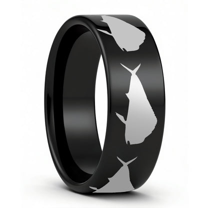 Mahi-Mahi Dolphinfish Black Tungsten Wedding Band