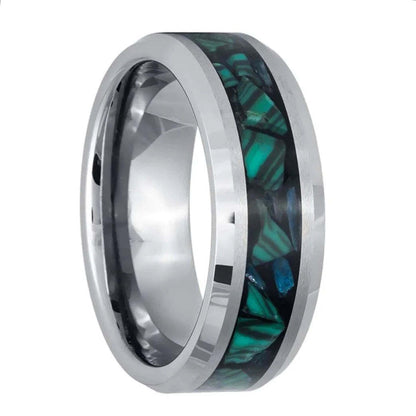 Malachite Inlay Tungsten Men's Wedding Band