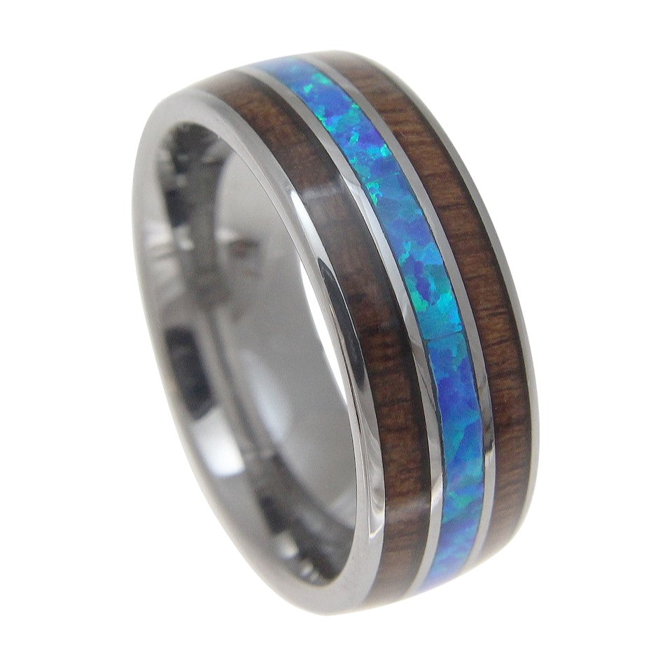 Original wooden wedding bands, wooden rings for mens & woman, blue