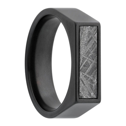 Meteorite Zirconium Signet Ring