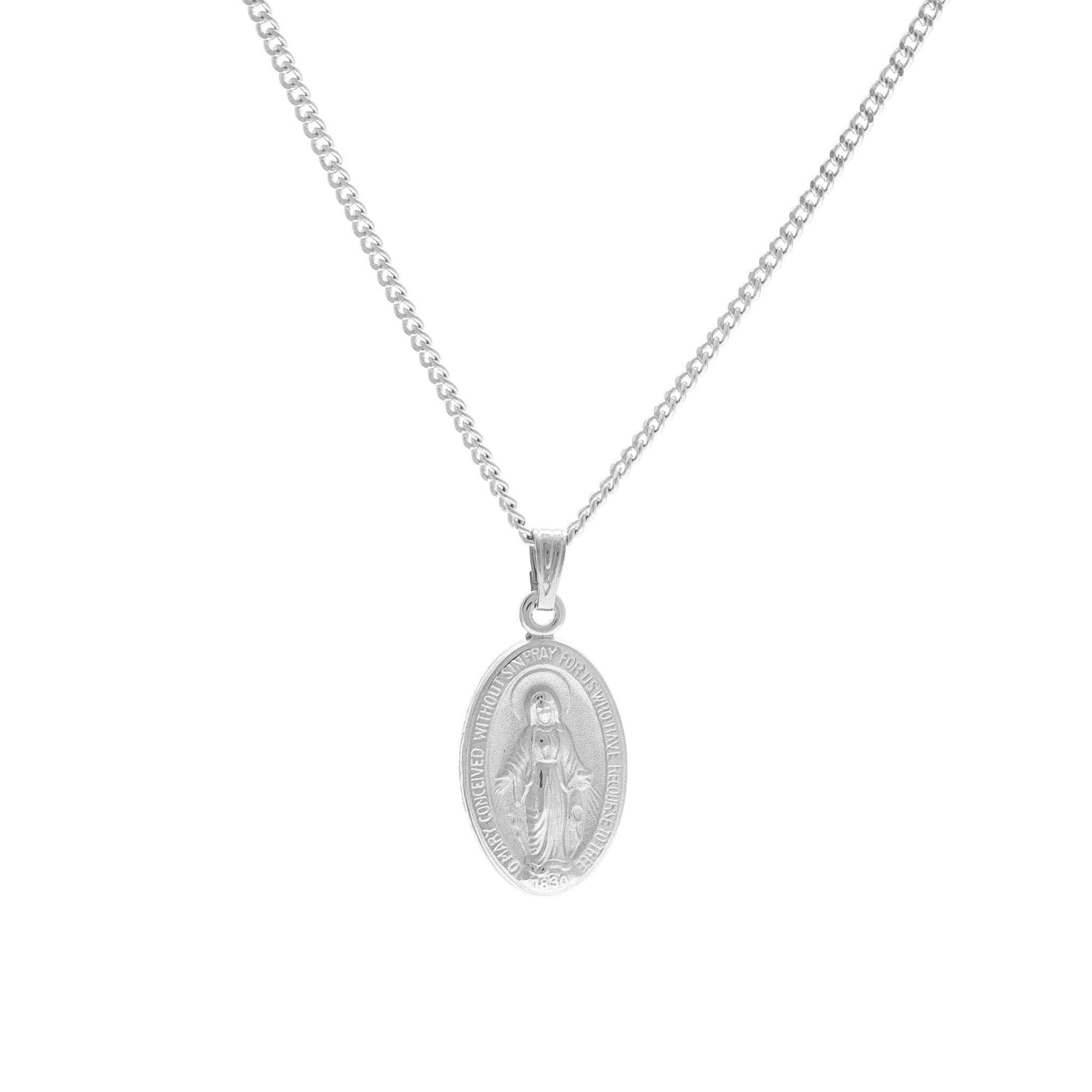 A miraculous mary medal displayed on a neutral white background.