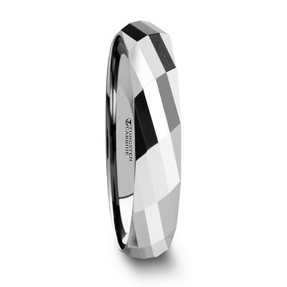 Multi Faceted Tungsten Wedding Band