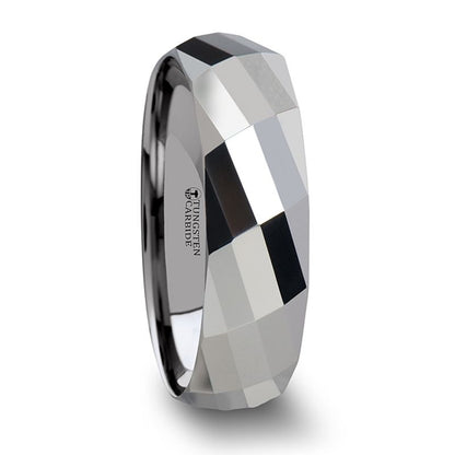 Multi Faceted Tungsten Wedding Band