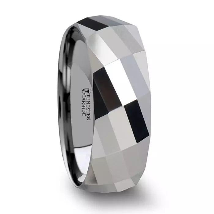 Multi Faceted Tungsten Wedding Band