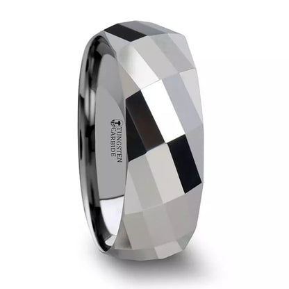 Multi Faceted Tungsten Wedding Band