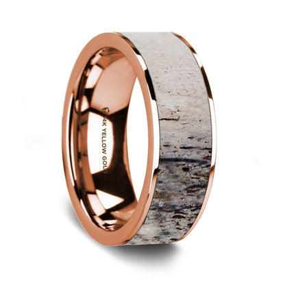 Ombre Deer Antler Inlay 14k Rose Gold Men's Wedding Band