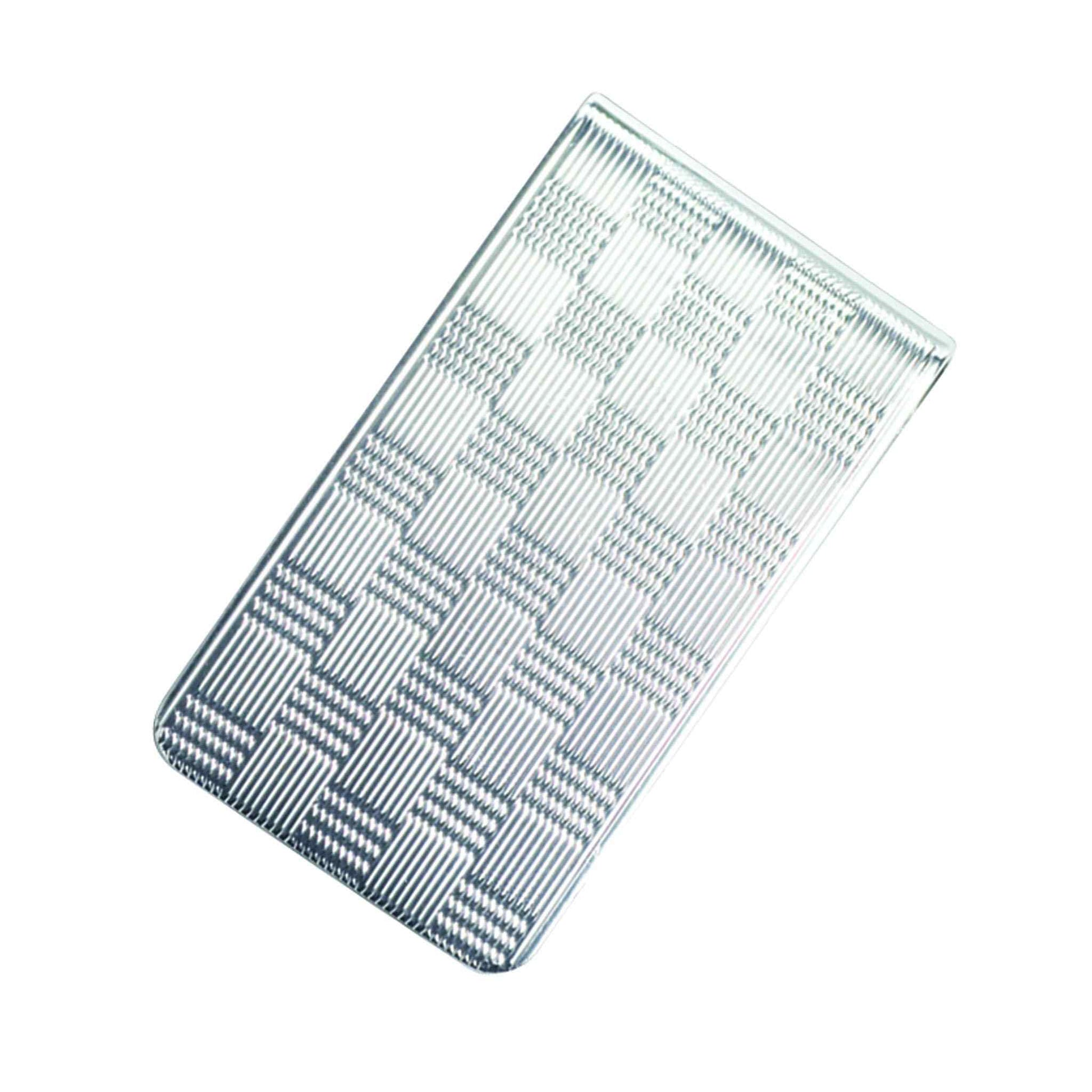 A 1" sterling silver money clip basket weave displayed on a neutral white background.