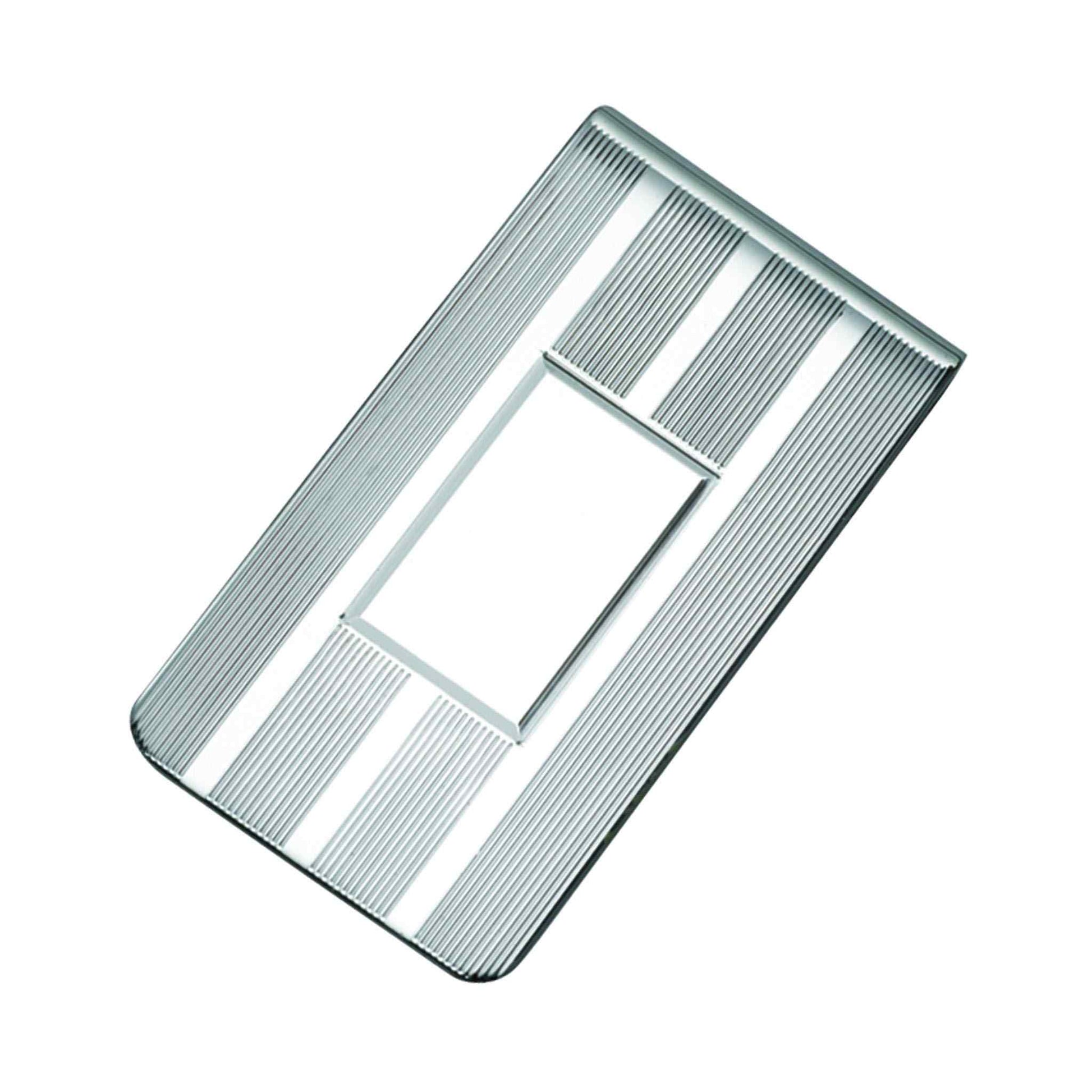 A 1" sterling silver money clip engine-turned displayed on a neutral white background.