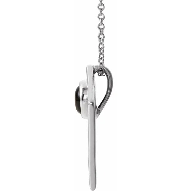 Onyx Pyramid Sterling Silver Necklace