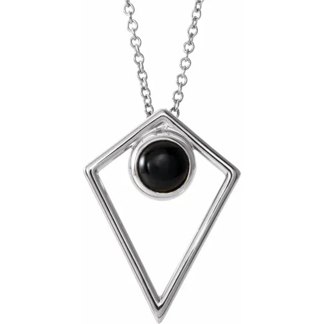 Onyx Pyramid Sterling Silver Necklace