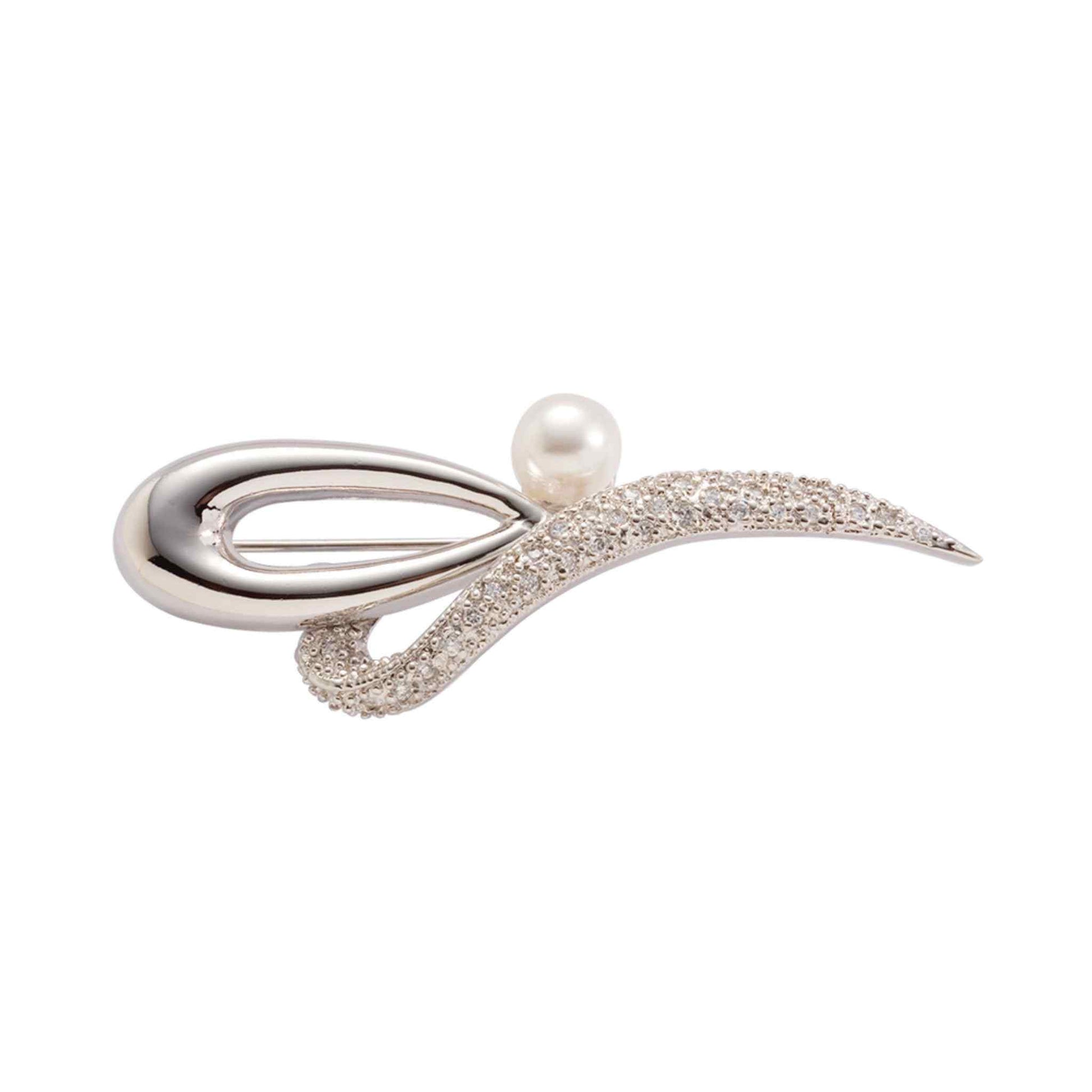 A ornate glass pearl pin displayed on a neutral white background.