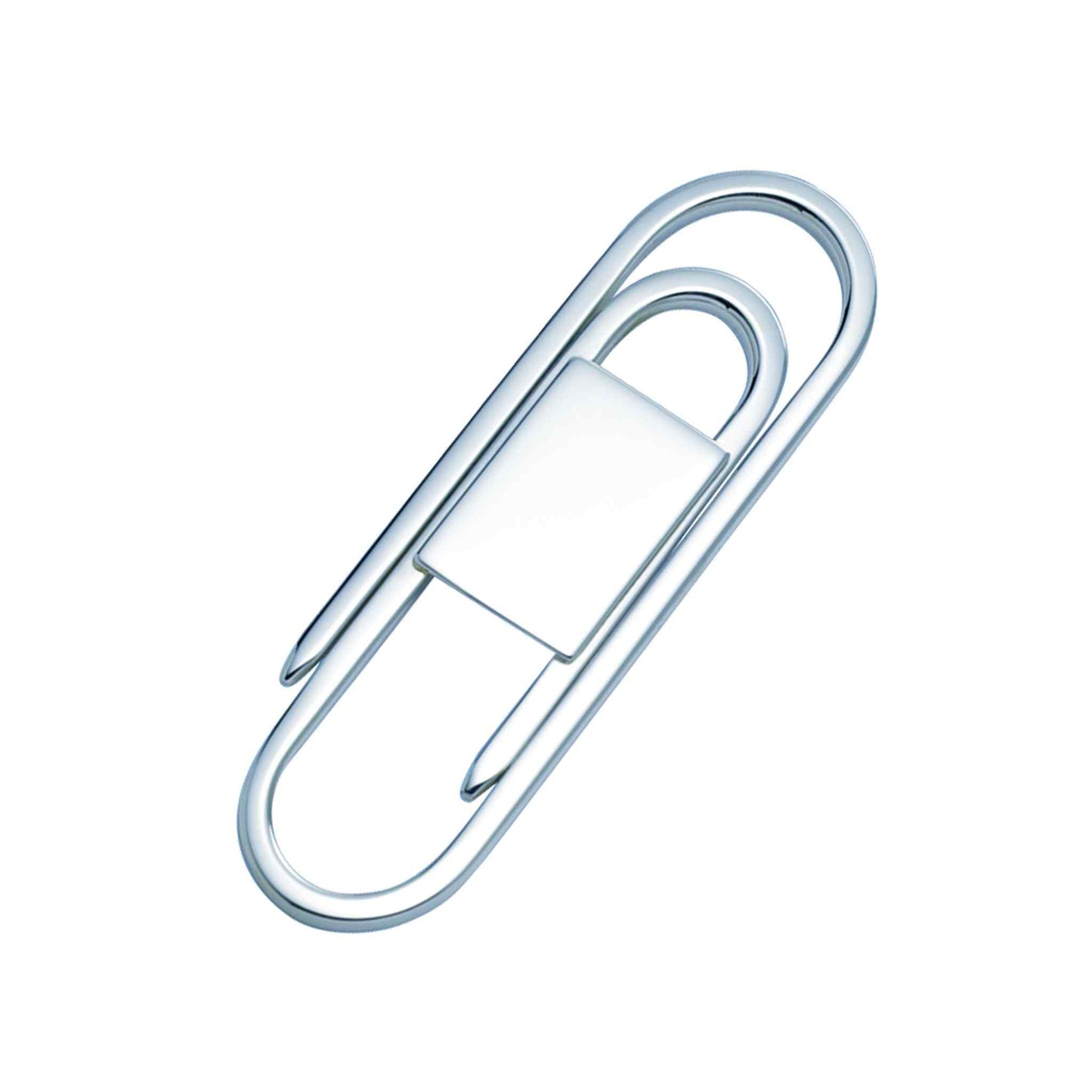 A paper clip money clip displayed on a neutral white background.