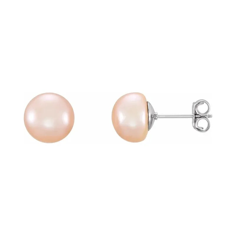 Pink Freshwater Cultured Pearl Sterling Silver Stud Earrings