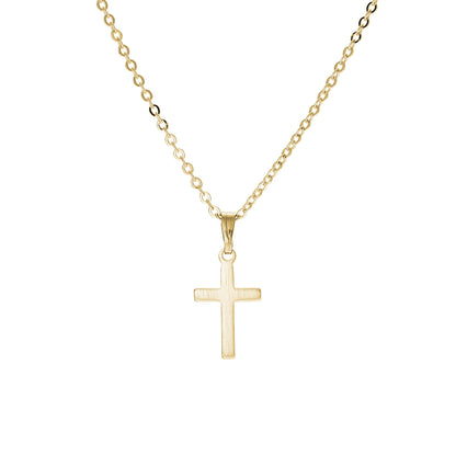 A plain satin finish cross displayed on a neutral white background.