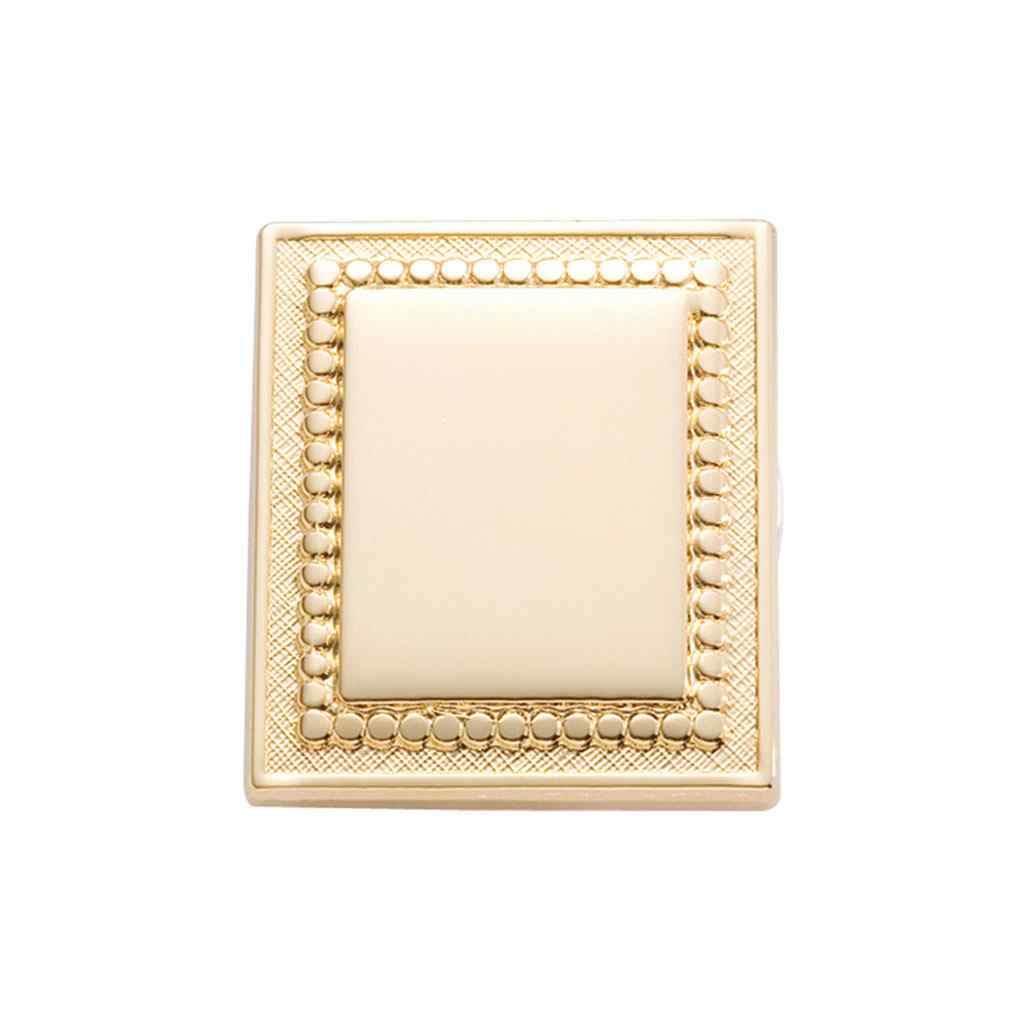 A polished square pin displayed on a neutral white background.