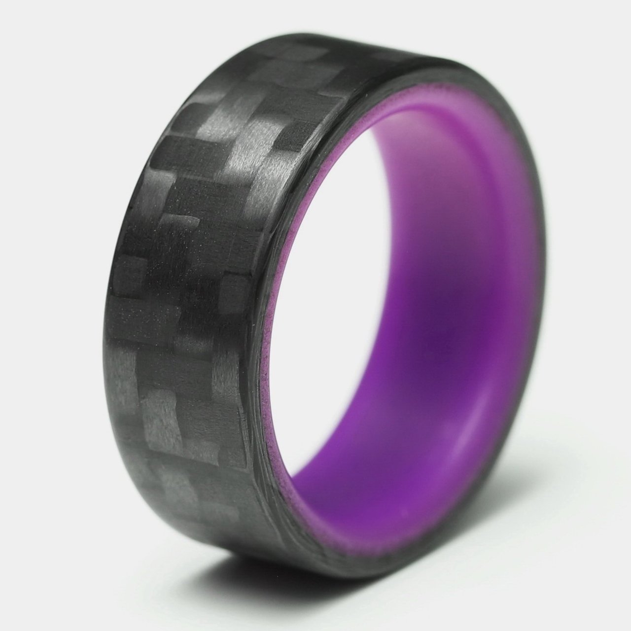 Purple Glow in the Dark Interior Carbon Fiber Men's Wedding Band