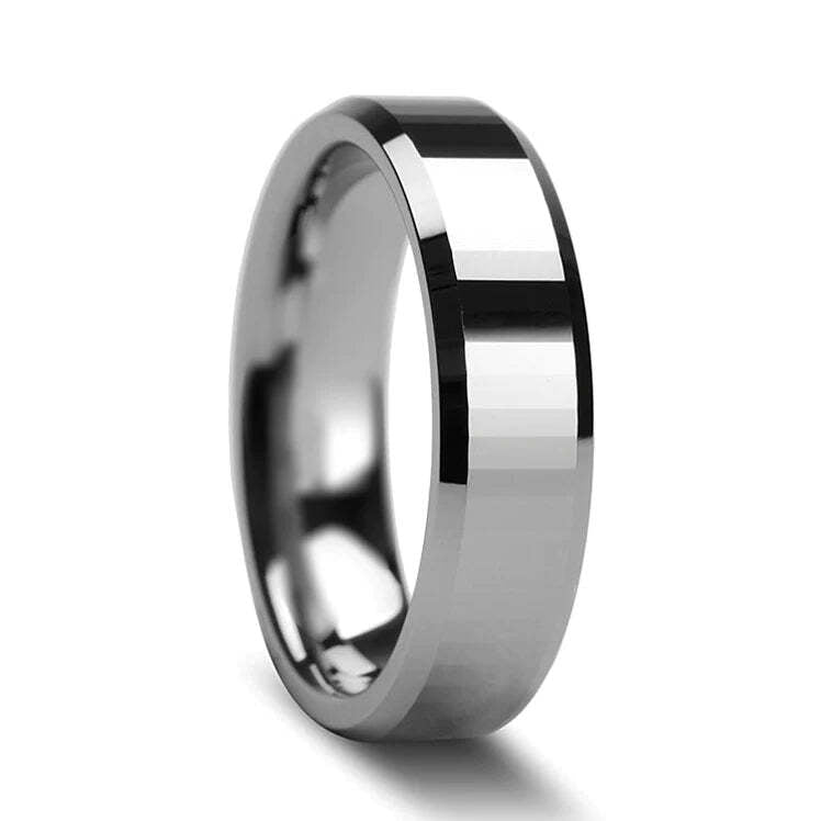 Rectangular Faceted Tungsten Couple's Matching Wedding Band Set