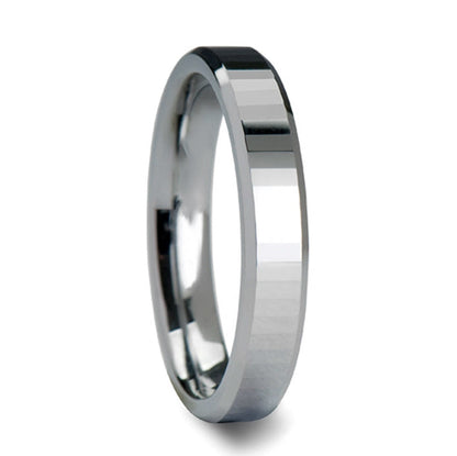 Rectangular Faceted Tungsten Men's Wedding Band