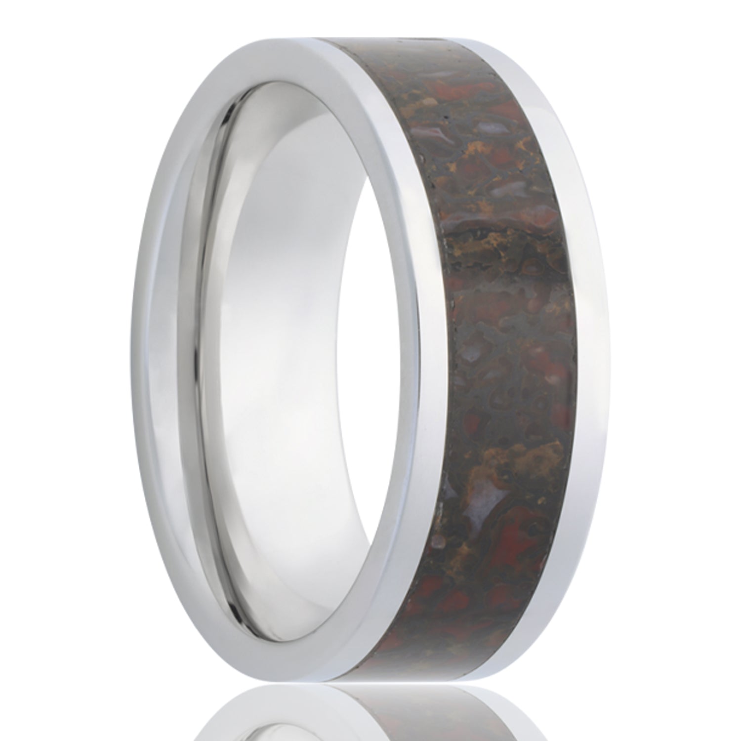 Red Dinosaur Bone Inlay Cobalt Ring | Vansweden Jewelers