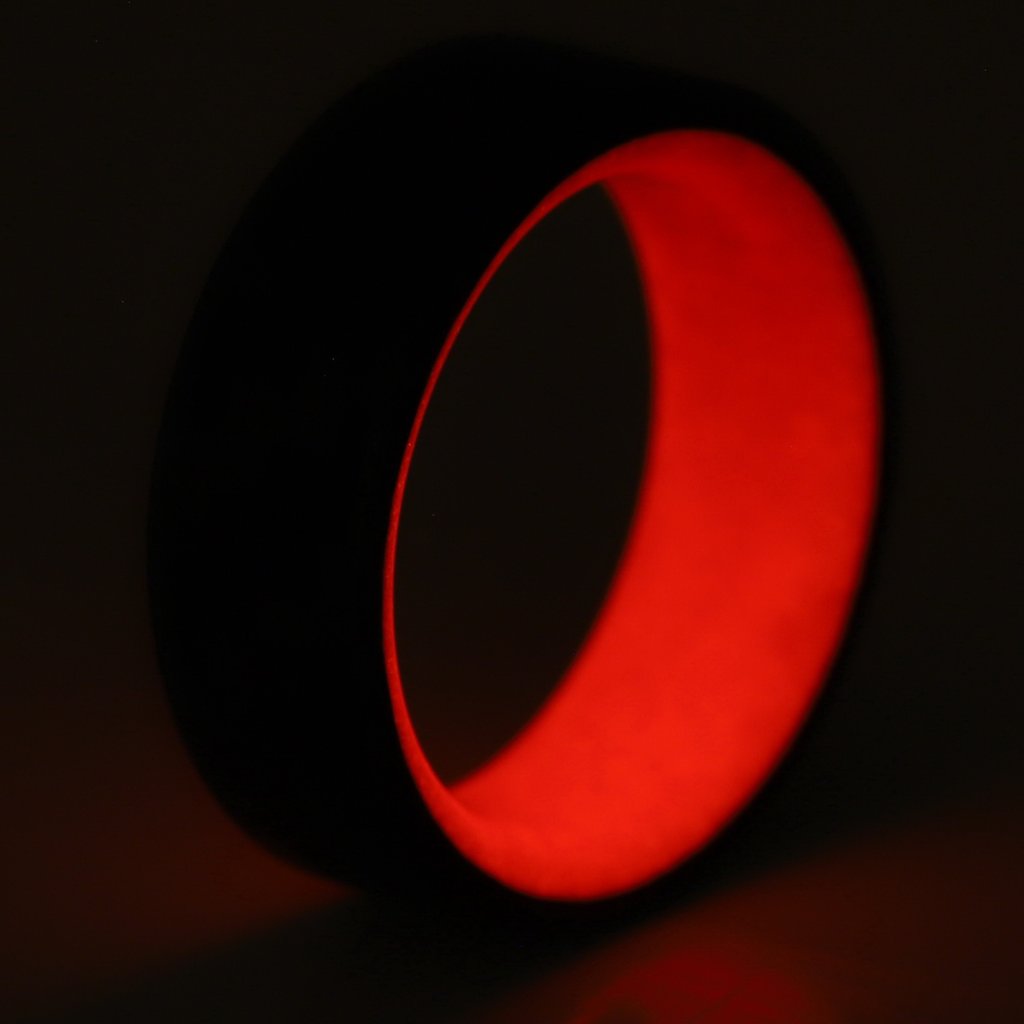 Red Glow-in-the-Dark Interior Carbon Fiber Men's Wedding Band
