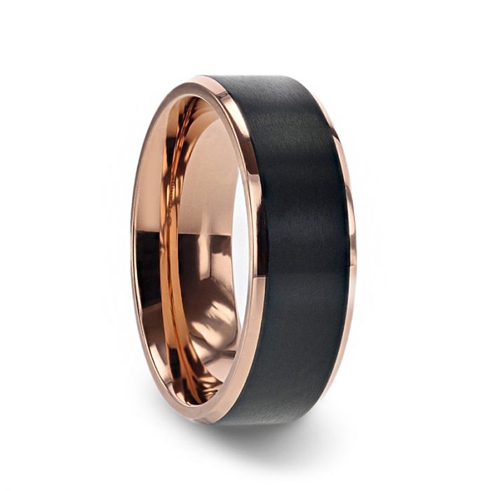 Ring Sets Rose Gold And Black Wedding Band Simple Bridal Set Rings