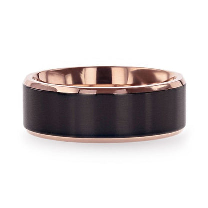 Rose Gold Plated Titanium Men's Wedding Band with Black Center