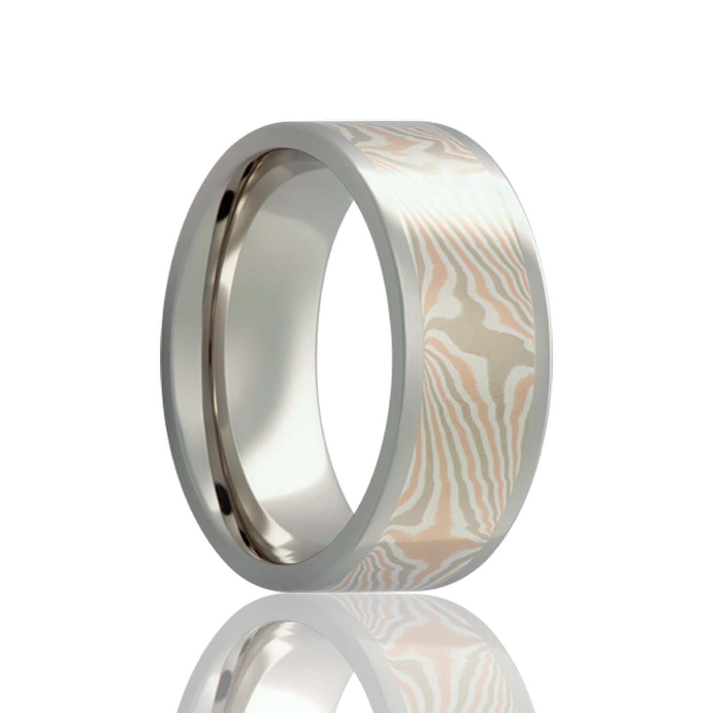 Rose & White Gold with Silver Inlay Cobalt Wedding Band