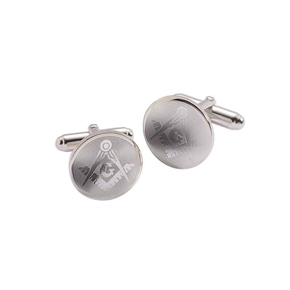 A round masonic cufflinks displayed on a neutral white background.