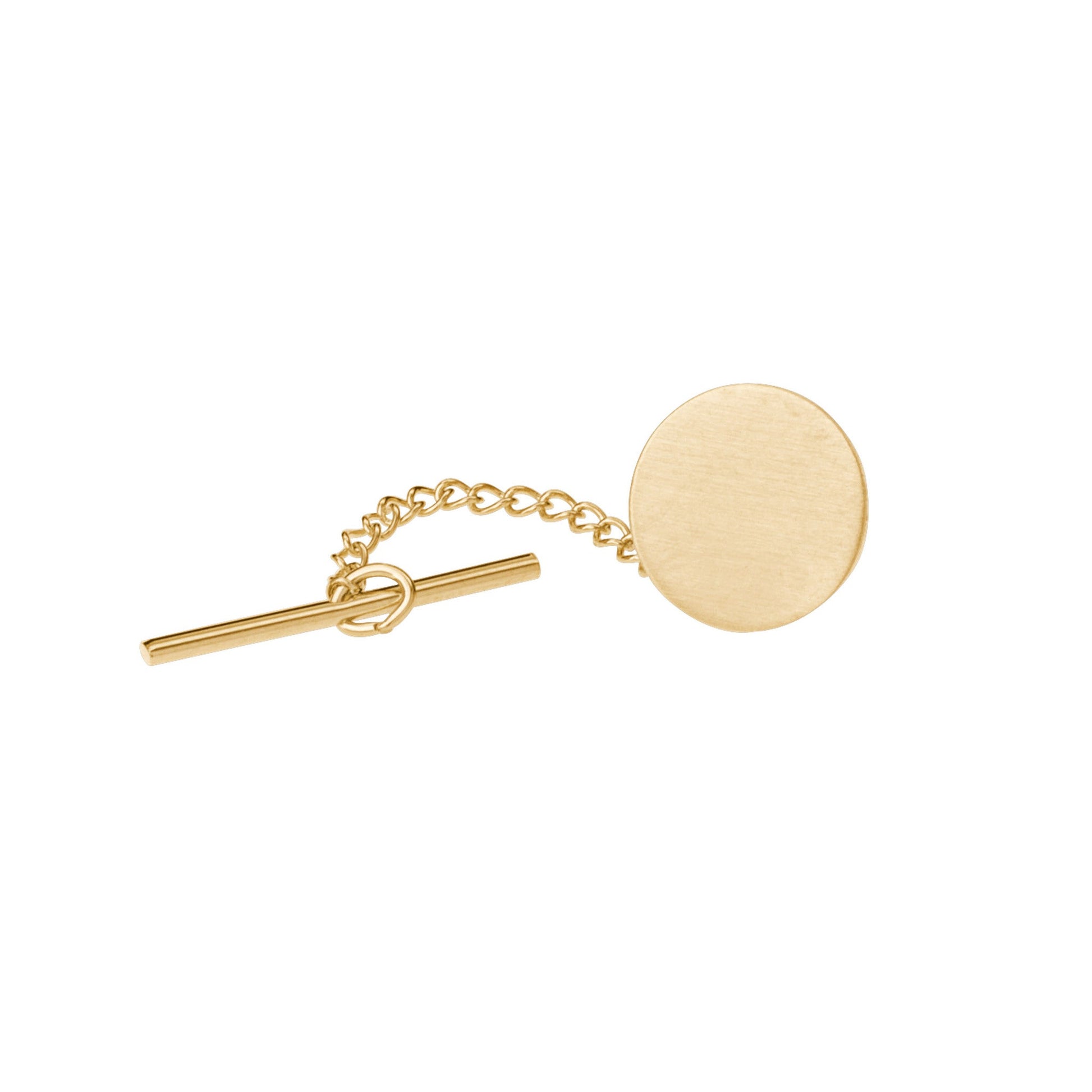 A round polished tie tack displayed on a neutral white background.