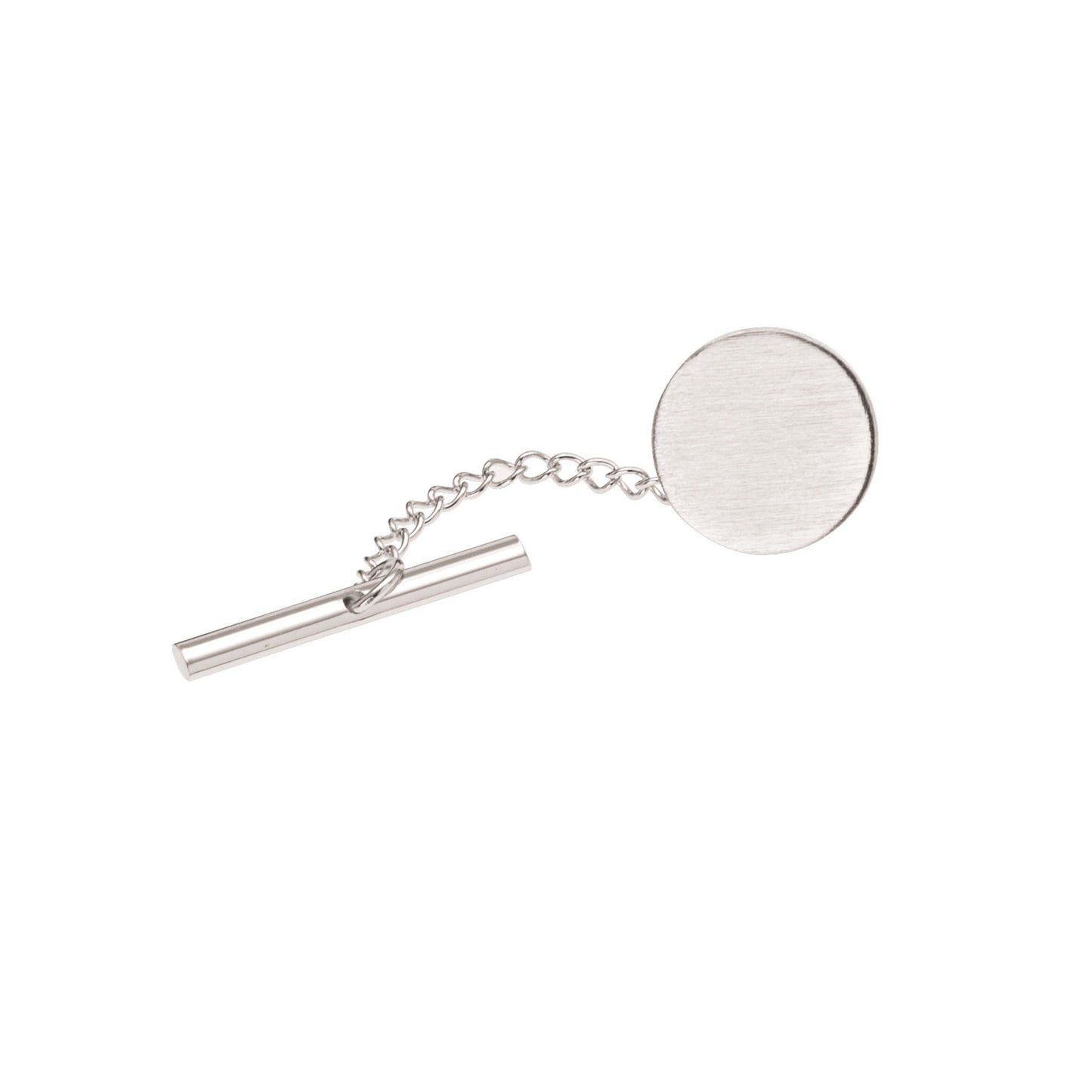 A round polished tie tack displayed on a neutral white background.