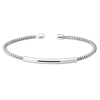 A rounded box link bracelet with bar displayed on a neutral white background.