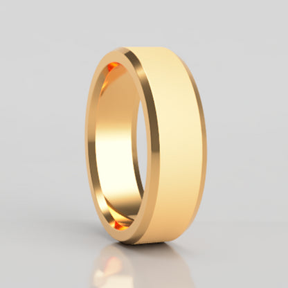 Satin 10k Gold Wedding Band with Beveled Edges