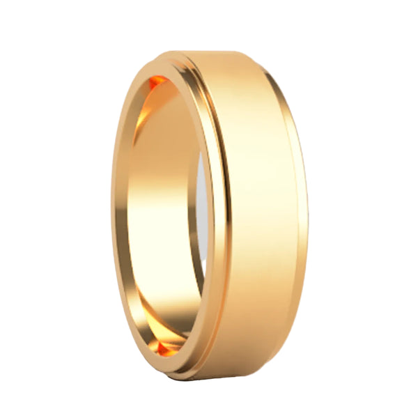 Satin 10k Gold Ring with Stepped Edges | Vansweden Jewelers