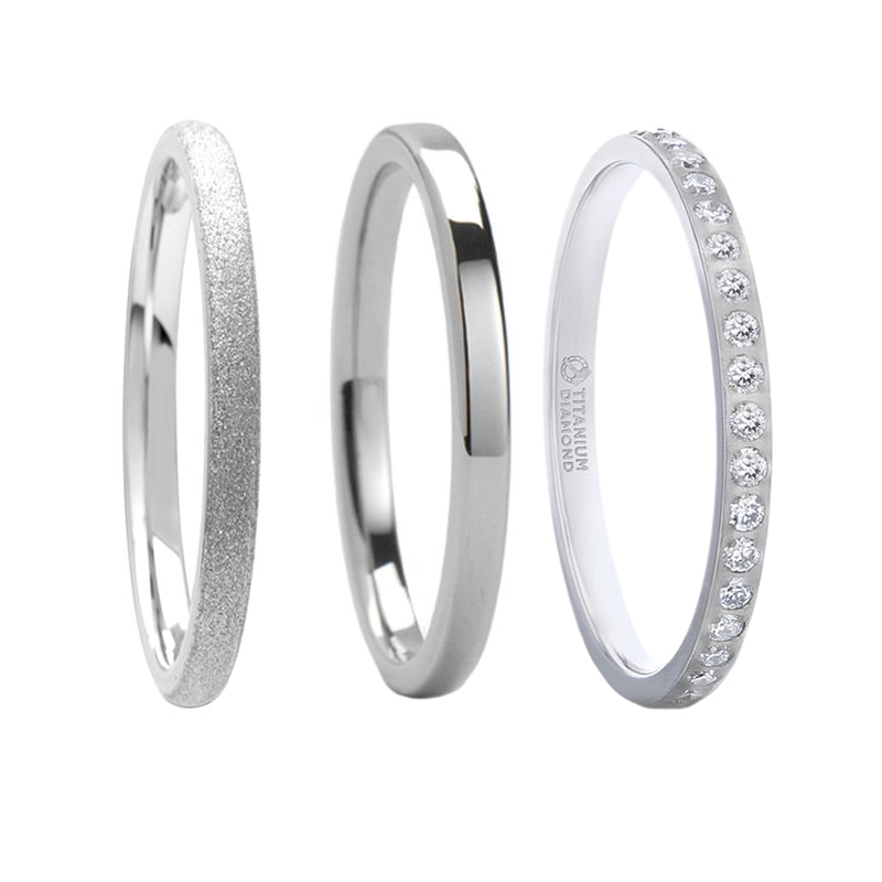Set of Three Stackable Women's Extra-Thin Wedding Bands