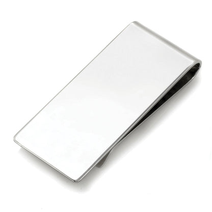 A 7 and 8" sterling silver polished money clip displayed on a neutral white background.