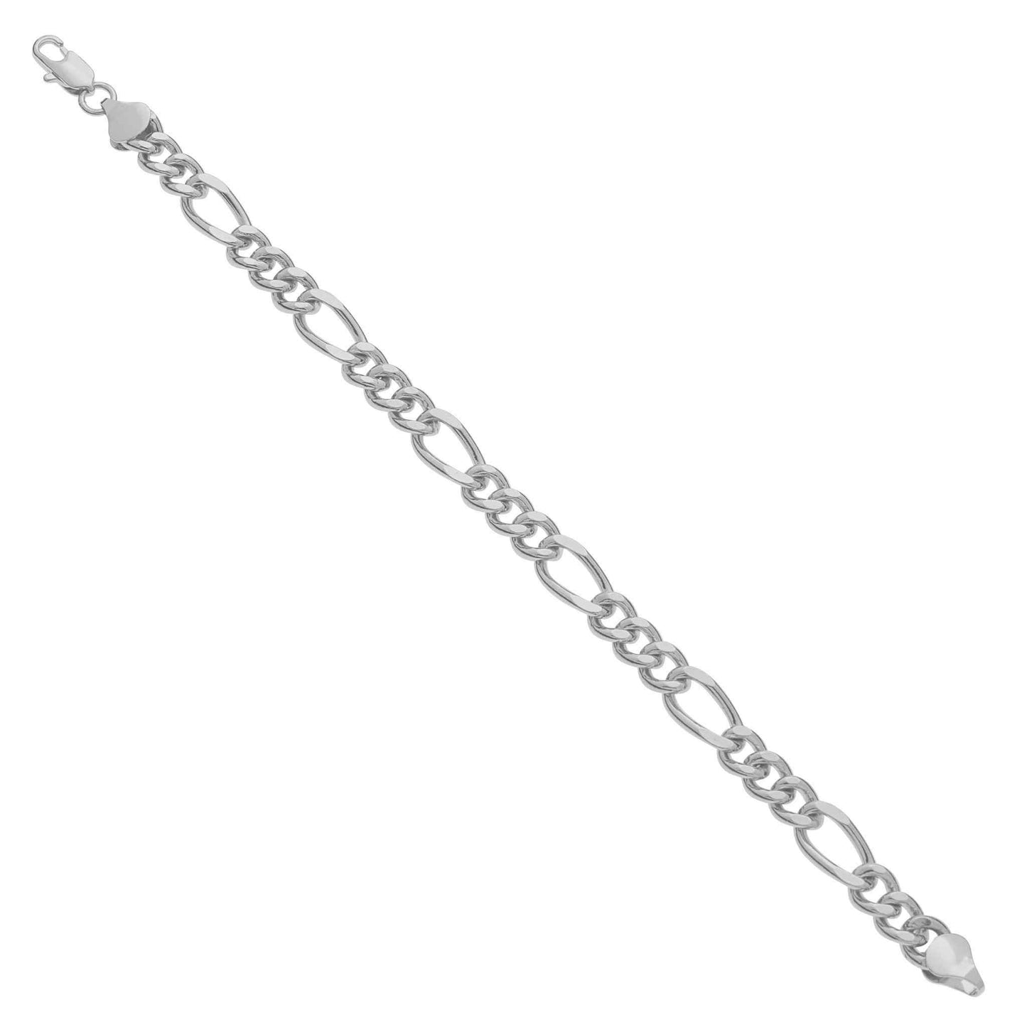 A 8.5" 7mm figaro chain bracelet displayed on a neutral white background.