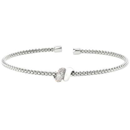 A simulated diamond spiral wrapped cable bracelet displayed on a neutral white background.