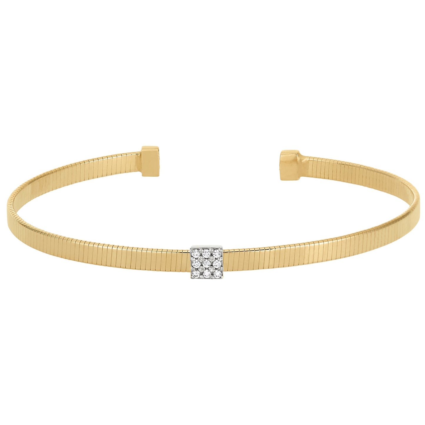 A cable bracelet with square simulated diamond displayed on a neutral white background.